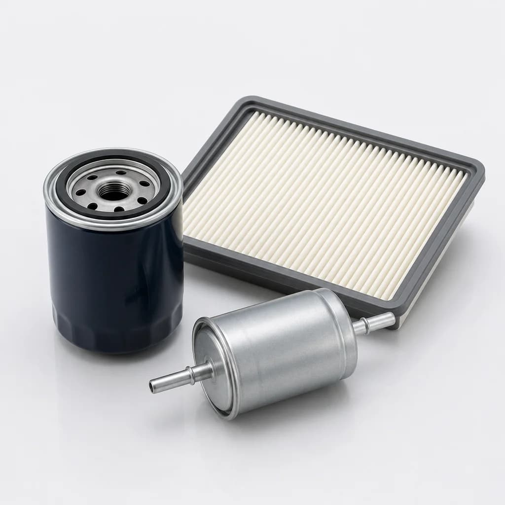 Oil filter, panel air filter and fuel filter