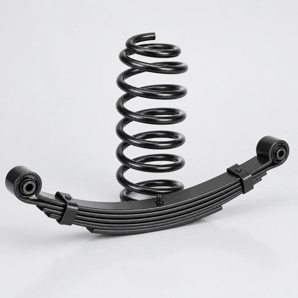 Black coil spring and multi-leaf spring pack